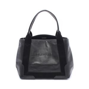 Balenciaga Navy Blue Cabas Tote Bag Leather Black